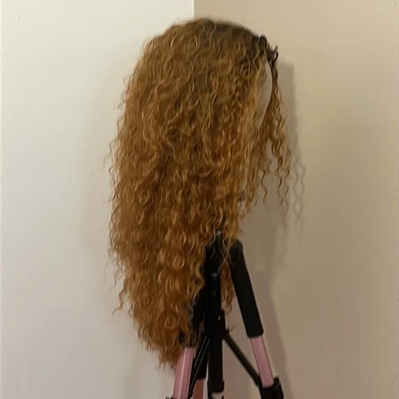 Brown and black half wig synthetic